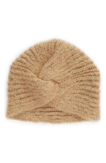 Women's Something Navy Turban Beanie - Beige