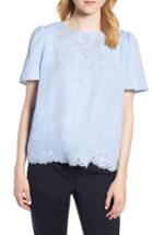 Women's Nordstrom Signature Embroidered Eyelet Top - Blue
