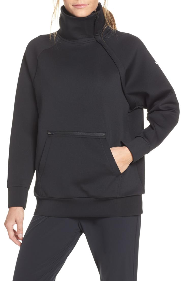 Women's Nike Mock Neck Zip Pullover - Black