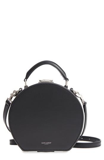 Saint Laurent Small Mica Leather Hat Box - Black