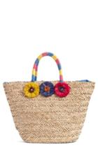 Nordstrom Rosette Bead Seagrass Tote - Brown