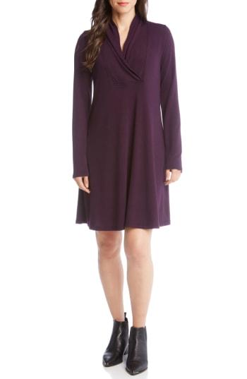 Women's Karen Kane Taylor Surplice Neck Swing Dress - Purple