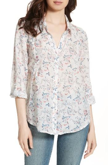 Women's Joie 'katrine' Paisley Cotton & Silk Blouse - Blue