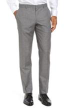 Men's Boss Blake Flat Front Trim Fit Solid Wool Trousers R - Grey