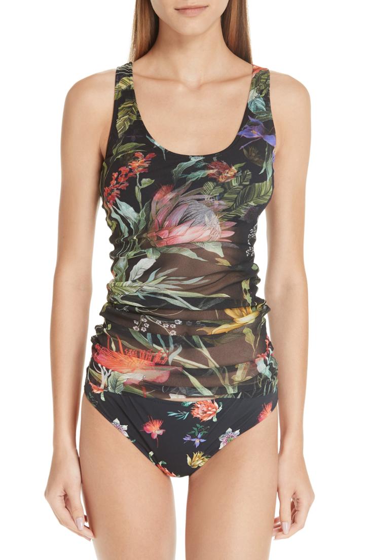 Women's Fuzzi Print Tulle Tankini Us / 40 It - Black