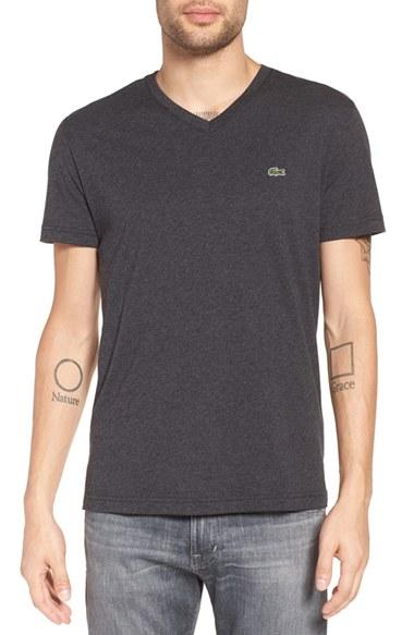 Men's Lacoste Pima Cotton Jersey V-neck T-shirt (xxl) - Black