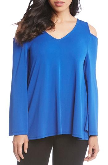 Women's Karen Kane Cold Shoulder Bell Sleeve Top - Blue