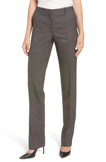 Women's Boss Tamea Microcheck Stretch Wool Suit Pants - Grey