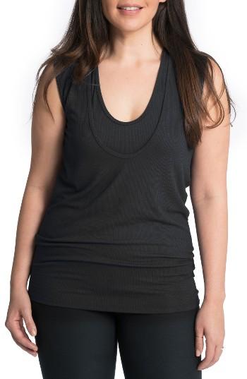 Women's Bun Maternity Ribbed Maternity/nursing Tank - Black
