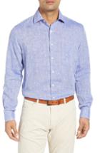 Men's Peter Millar Crown Regular Fit Linen Sport Shirt - Purple