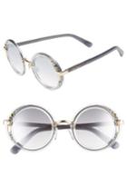 Women's Jimmy Choo Gems 48mm Round Sunglasses - Crystal/ Ruthenium/ Grey