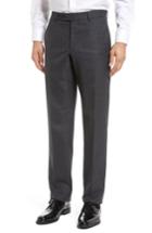 Men's Ted Baker London Jefferson Flat Front Plaid Wool Trousers R - Grey