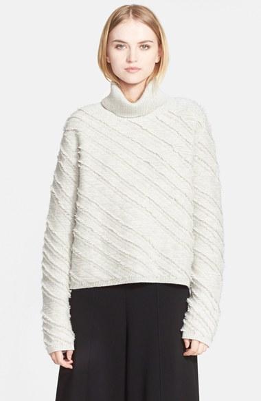 Women's Proenza Schouler Fringe Trim Wool Jacquard Turtleneck