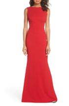 Women's Katie May Vionnet Drape Back Crepe Gown - Red