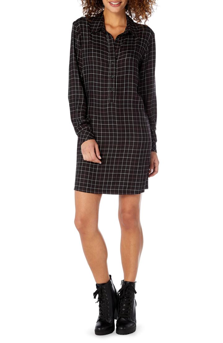 Women's Michael Stars Plaid Henley Shirtdress