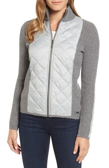 Women's Barbour 'sporting' Zip Front Quilted Jacket Us / 10 Uk - Grey