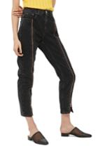 Women's Topshop Zip Mom Jeans X 30 - Black