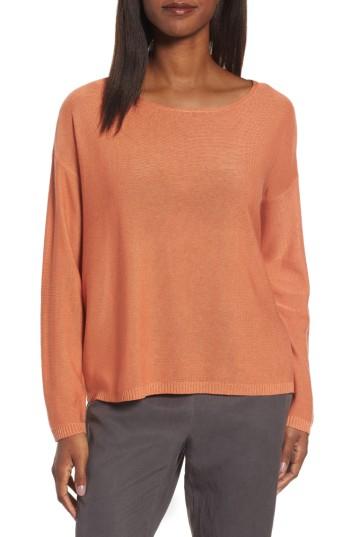 Women's Eileen Fisher Tencel & Wool Boxy Sweater, Size - Orange