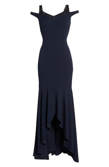 Women's Adrianna Papell Cold Shoulder Crepe Trumpet Gown - Blue