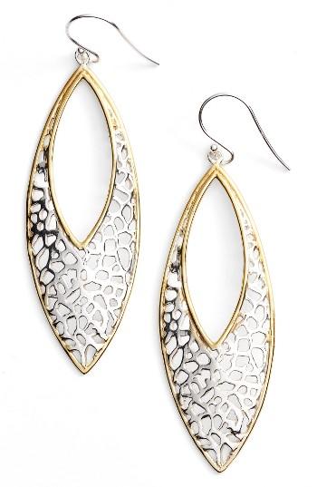 Women's Argento Vivo Two Tone Lace Marquise Earrings