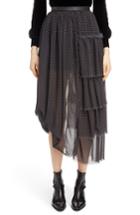 Women's Loewe Polka Dot Asymmetrical Tiered Ruffle Skirt -6 Us / 38 Fr - Black