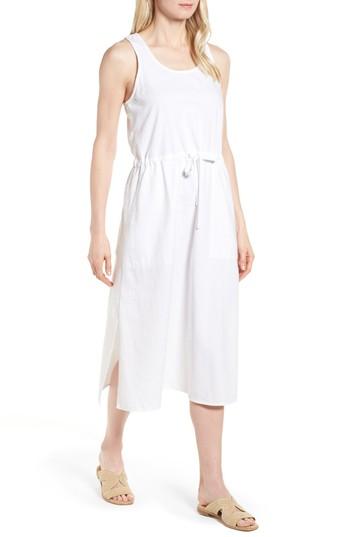 Women's Eileen Fisher Drawstring Organic Cotton Midi Dress, Size - White