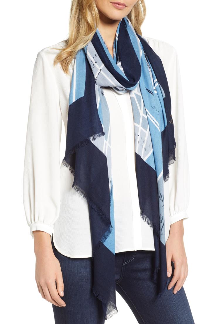 Women's Kate Spade New York Manhattan Map Oblong Scarf, Size - Blue