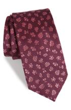Men's The Tie Bar Fruta Floral Silk & Linen Tie, Size X-long - Burgundy