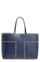 Tory Burch Block-t Studded Leather Tote - Blue