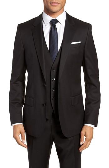 Men's Boss Hayes Trim Fit Solid Wool Sport Coat R - Black