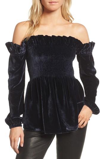 Women's Chelsea28 Smocked Velvet Top - Blue