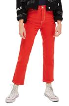 Women's Topshop Straight Leg Jeans W X 30l (fits Like 25-26w) - Red