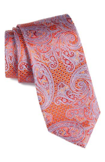 Men's Nordstrom Men's Shop Sovana Paisley Silk Tie, Size - Orange