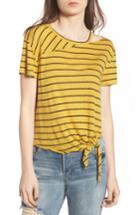 Women's Bp. Splice Neck Tie Hem Tee, Size - Green