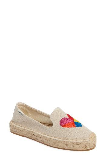 Women's Soludos Heart Embroidered Espadrille M - Beige