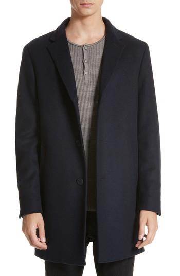 Men's John Varvatos Star Usa Walsh Wool Blend Topcoat R - Blue