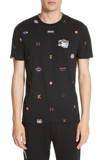 Men's Kenzo Allover Tiger T-shirt - Black