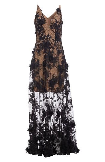 Women's Dress The Population Sidney Deep V-neck 3d Lace Gown