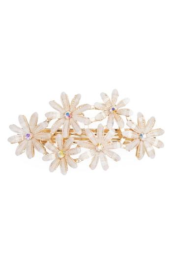 Tasha Enamel Flower Barrette, Size - Ivory