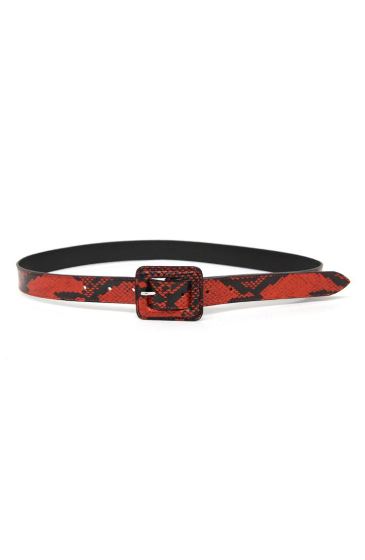Women's B-low The Belt Mini Ana Python Embossed Belt - Red