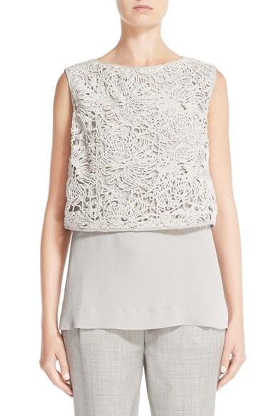 Women's Fabiana Filippi Macrame Tank With Crepe De Chine Underlay
