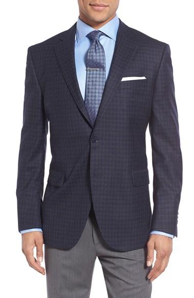 Men's Peter Millar 'flynn' Classic Fit Plaid Wool Sport Coat S - Blue
