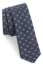Men's Eleventy Medallion Wool Skinny Tie, Size - Blue