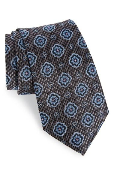 Men's Nordstrom Men's Shop Purdy Medallion Silk Tie, Size X-long - Black