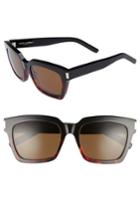 Women's Saint Laurent Bold 1 54mm Square Sunglasses - Black