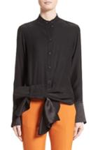Women's Victoria, Victoria Beckham Asymmetrical Bow Tuxedo Shirt - Black
