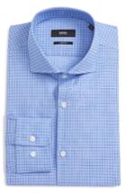 Men's Boss Mark Sharp Fit Check Dress Shirt .5 R - Blue