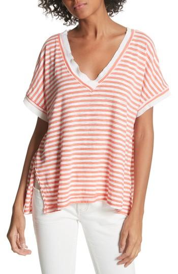 Women's Free People Take Me Stripe Tee - Orange