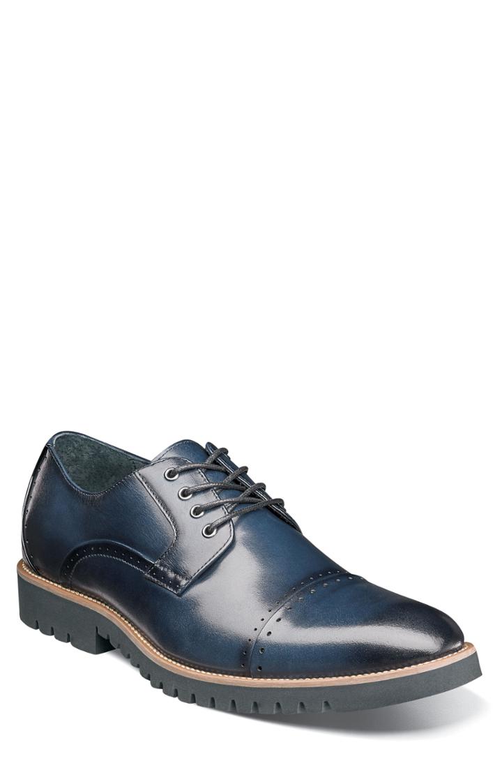 Men's Stacy Adams Barcliff Cap Toe Derby .5 M - Blue