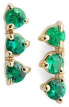 Women's Wwake Counting Collection Three-step Emerald Statement Earrings (nordstrom Exclusive)